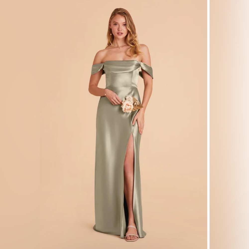 NWT Birdy Grey Mia Dress in shiny satin moss green